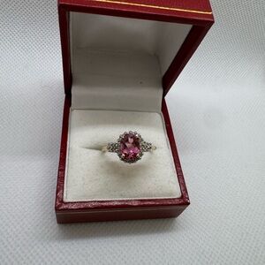 10k genuine stone and diamond ring